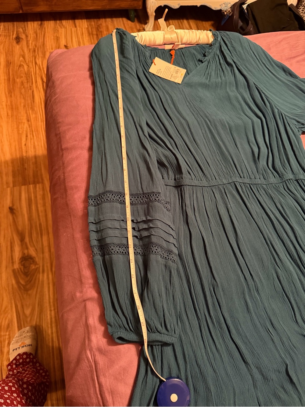 Women's Long Sleeve Lace Dress - Knox Rose Dark Teal Blue XXL - Picture 5 of 10